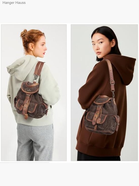 3-in-1 Corduroy Backpack Purse, Convertible Shoulder Bag, Mini Daypack main image 2
